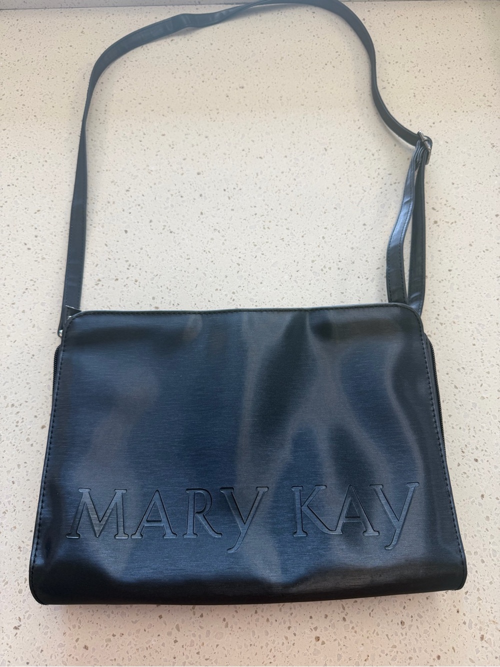 Mary Kay Black Embossed Logo Crossbody Bag